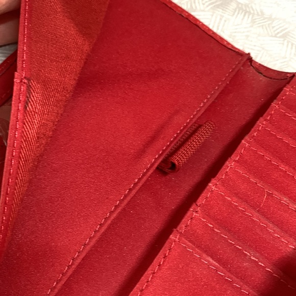 Fossil Red Leather (6") Organizer Wallet With Pen Holder & Silver Accents - Picture 7 of 16